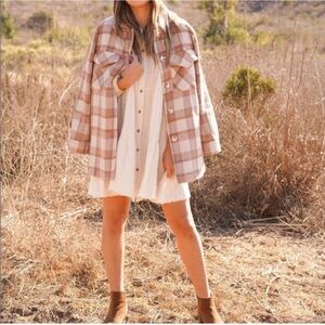 CJLA New Clancy Check Plaid Shirt Jacket Shacket XL Neutral